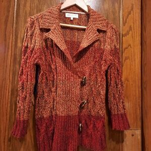 Jones New York Toggle Cardigan Colorblocked Sweater Jacket